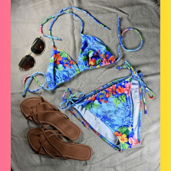 unknown Other - 🌺 Hibiscus Flower Two Piece Bikini Set Size XS